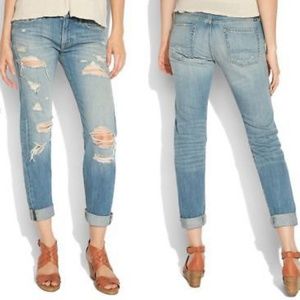 Lucky Sienna Cigarette Crop/Roll Tattered Jeans